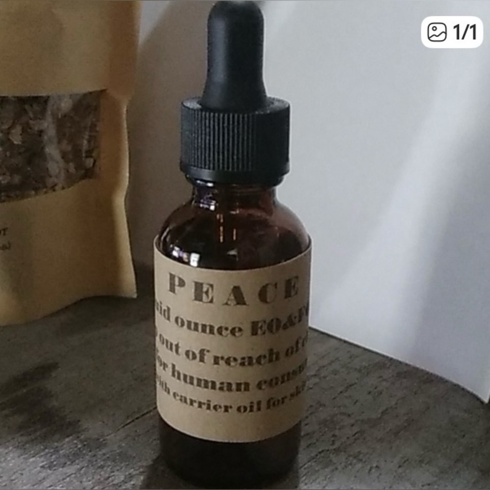 Peace Fragrance Oil Glass Amber Dropper Bottle Earthy Scent Lotion Diffuser